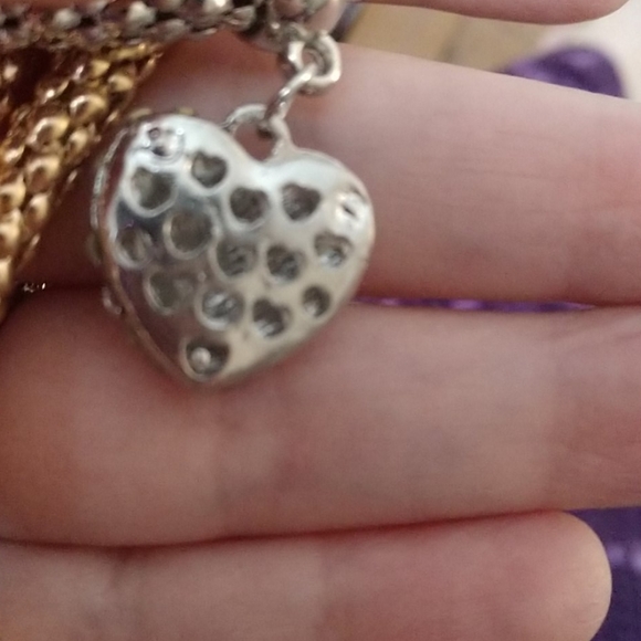 New 3 Heart Charm Triple Layer Stretch Bracelets - Picture 5 of 6